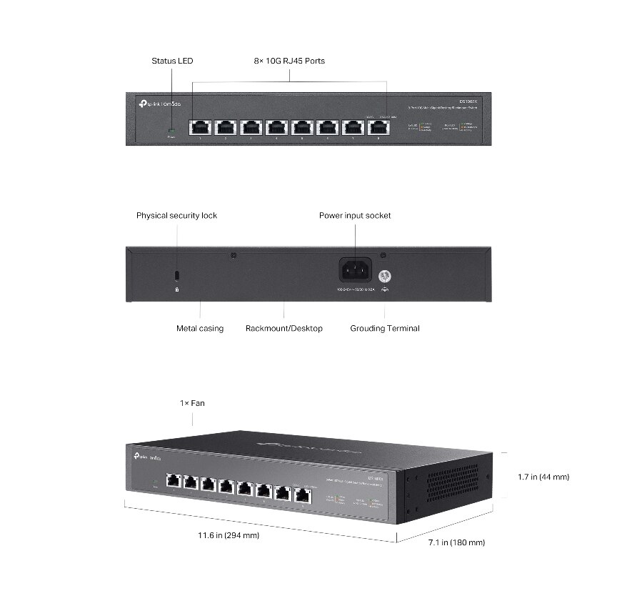TP-Link DS1008X Omada 8-Port 10G Multi-Gigabit Switch