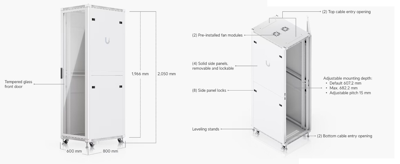 Ubicli Network Racks Ubiquiti Networks UniFi 42U Rack Cabinet
