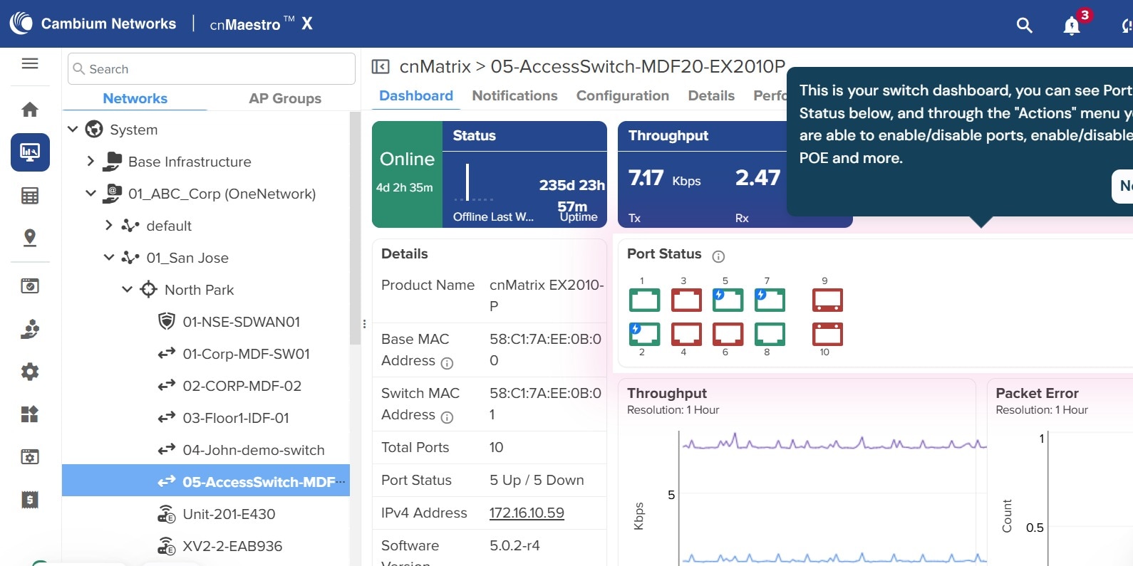Cambium Networks cnMatrix Switch Management