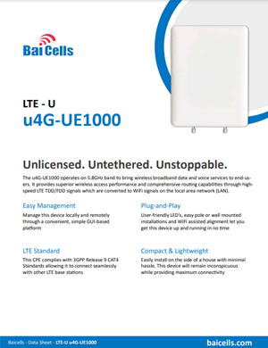 Baicells LTE-U U4g-UE1000 Data Sheet