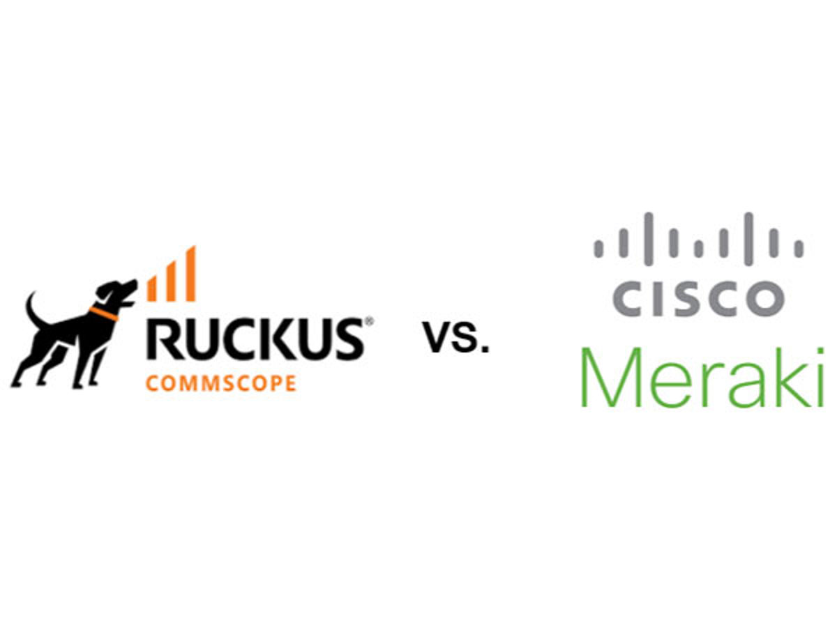 RUCKUS Wireless vs. Meraki logos side-by-side