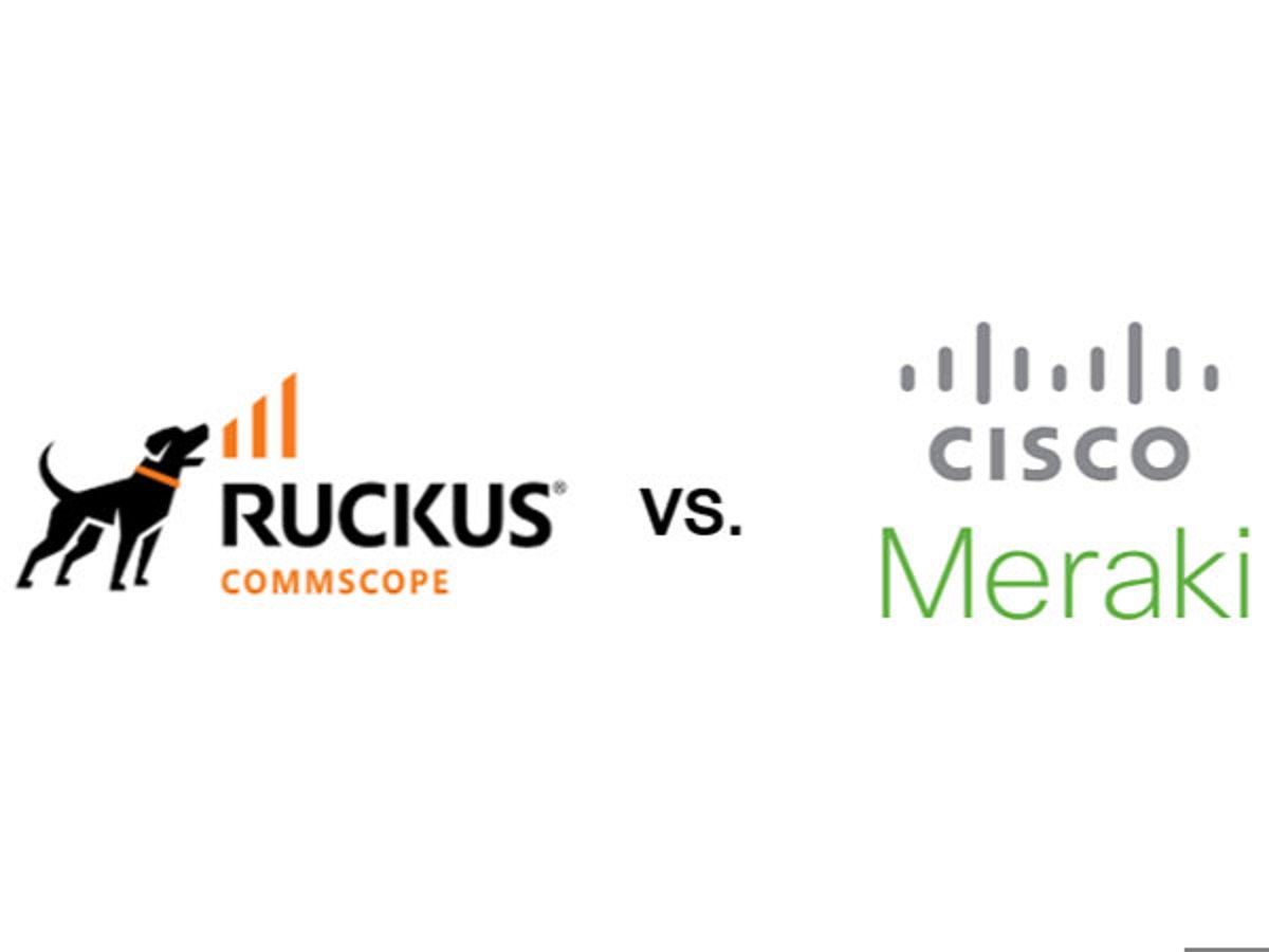 RUCKUS Wireless vs. Meraki logos side-by-side